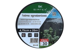 Taśma ogrodzeniowa 4,75 cm / 35 m - antracyt + 30 klipsów