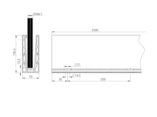 Glass Balustrade Channel (Top Fix) Eco Black 2500mm