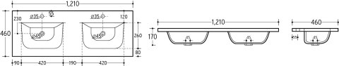 Umywalka meblowa dwukomorowa 120cm