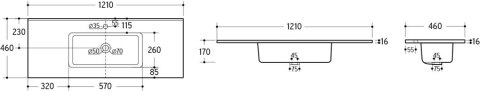 Umywalka meblowa jednokomorowa 120cm