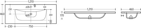 Umywalka meblowa jednokomorowa 120cm