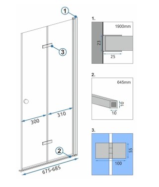 MODUŁ KABINY FOLD N2 CHROM 100