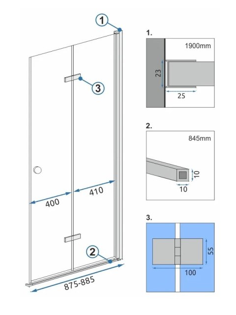 MODUŁ KABINY FOLD N2 CHROM 80