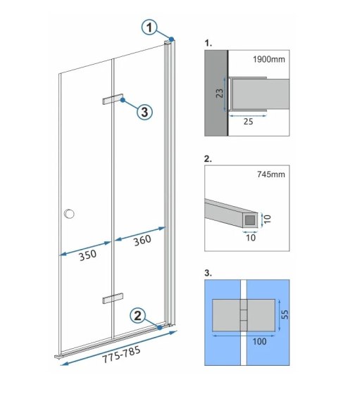 MODUŁ KABINY FOLD N2 CHROM 90