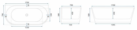 Bath Olimpia 150 Back-to-Wall
