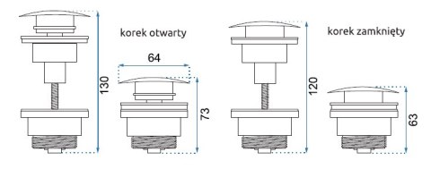 KOREK KLIK-KLAK UNIWERSALNY BIAŁY