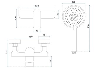 BATERIA PRYSZNICOWA DART CZARNA