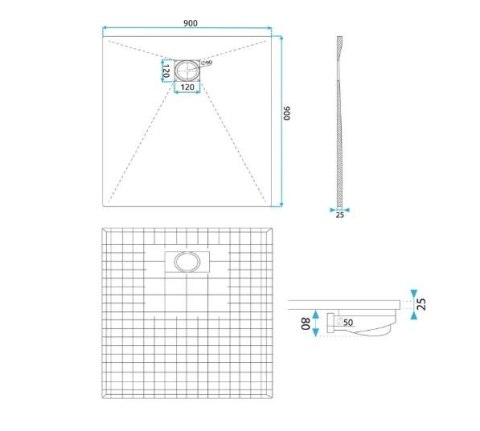 BRODZIK MAGNUM BLACK 90x90