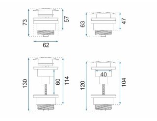 KOREK KLIK-KLAK UNIWERSALNY CZARNY METALICZNY