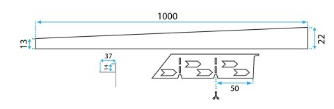 LISTWA SPADKOWA CZARNA 100 cm LEWA