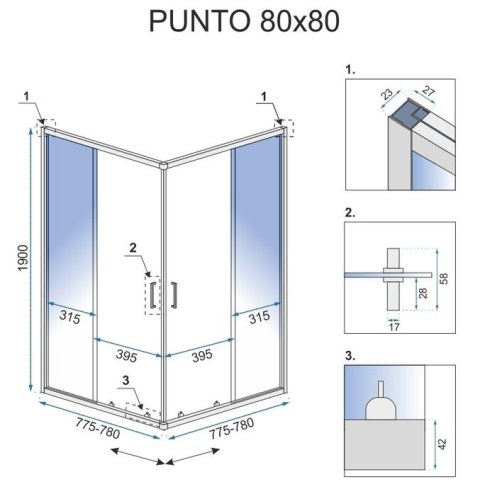 KABINA PUNTO GOLD 90x90