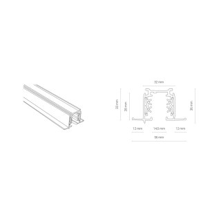 Podtynkowe - CTLS RECESSED TRACK 3 CIRCUIT 1M