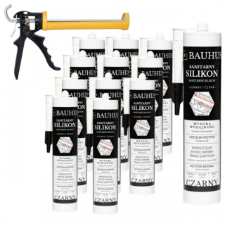 Set: 12x Black Sanitary Silicone + 18:1 Caulking Gun