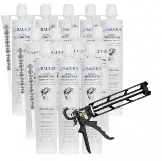 Set: 12x Chemical Anchor Resin with Mixer + HARD Caulking Gun