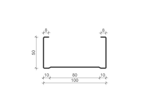 C Stud 100mm , Length: 3000mm - 0.50 Gauge