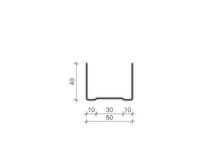 U Track 50mm , Length: 3000mm - 0.50 Gauge