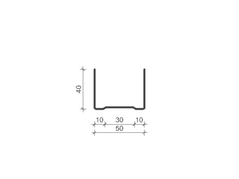 U Track 50mm , Length: 3000mm - 0.50 Gauge