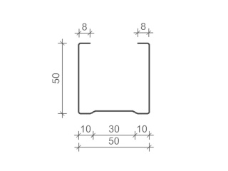 C Stud 50mm , Length: 2600mm - 0.50 Gauge