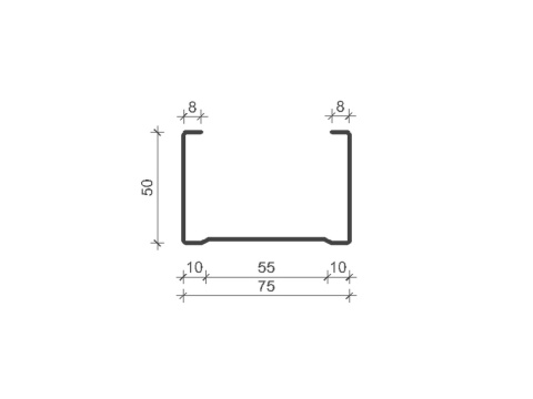 C Stud 75mm , Length: 2600mm - 0.50 Gauge