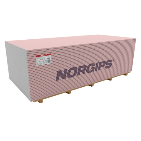 Fire-Resistant Gypsum Board 1200 x 2600 x 12.5 mm GKF Type DF Norgips