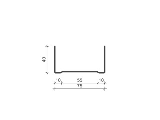 U Track 75mm , Length: 3000mm - 0.50 Gauge