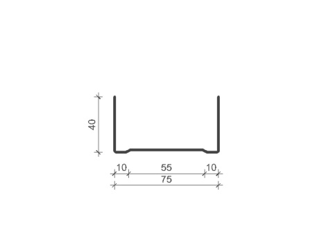 U Track 75mm , Length: 3000mm - 0.50 Gauge