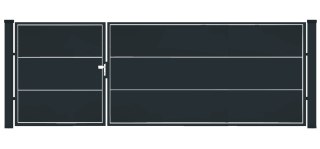 Bramofurtka asymetryczna PRO typ WALL SOLID - malowana proszkowo - 1,5 / 2,5 m x 1,5m