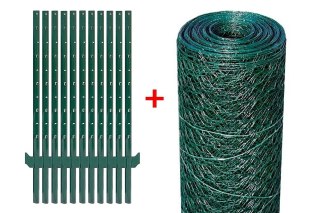 Zestaw SX 25m - siatka 25x25mm/0,50m + 11 x słupek typ U - ZIELONY