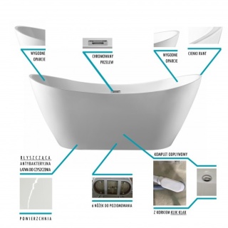 BRAIDER Freestanding Bathtub ALTARIA 180cm - White