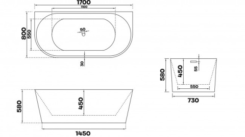 BRAIDER Freestanding Bathtub ALTARIA 180cm - White