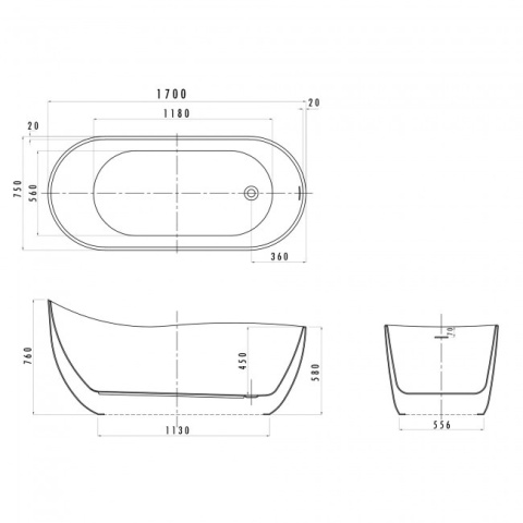 Braider Vaggia Freestanding Bathtub – 170 × 75 cm, White