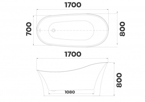 Braider Ava Freestanding Bathtub – 170 × 80 cm, White