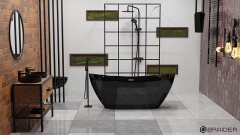 Braider Purea Freestanding Bathtub – 170 × 75 cm, Black