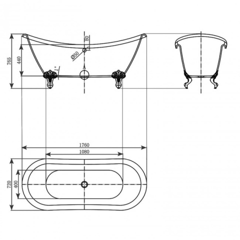 raider Antiqua Freestanding Bathtub – 176 × 72 cm, White