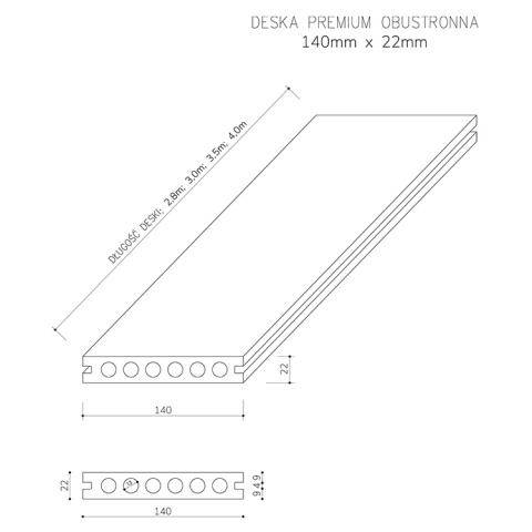 Composite Decking Board Premium II Generation Teak – 4m (0,580 m2)