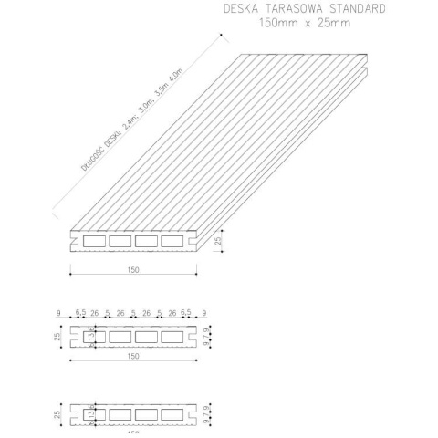 Composite Decking Board Standard Anthracite – 3,5m (0,542 m2)