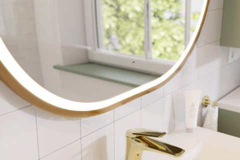 Zestaw meblowy 60cm z blatem, umywalką nablatową Magic, szafkami wysokimi i lustrem LED