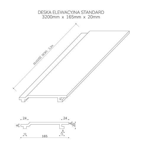 Composite Elevation Cladding Board Standard Light Gray – 2.8m (0,398 m2)