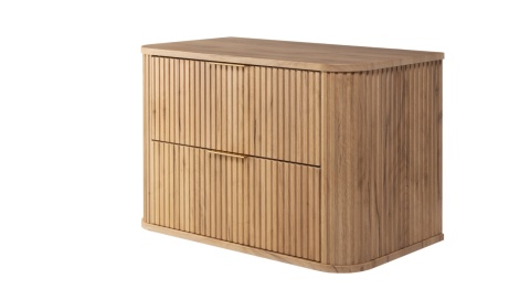 Szafka łazienkowa GLAMOUR 80 cm DĄB CRAFT wisząca ryflowana 2 szuflady SOFT CLOSE + 2 kolory uchwytów