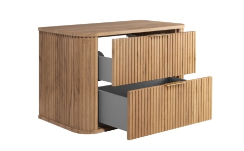 Szafka łazienkowa GLAMOUR 80 cm DĄB CRAFT wisząca ryflowana 2 szuflady SOFT CLOSE + 2 kolory uchwytów