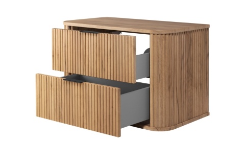 Szafka łazienkowa GLAMOUR 80 cm DĄB CRAFT wisząca ryflowana 2 szuflady SOFT CLOSE + 2 kolory uchwytów