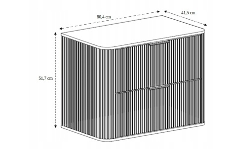 Szafka łazienkowa GLAMOUR 80 cm DĄB CRAFT wisząca ryflowana 2 szuflady SOFT CLOSE + 2 kolory uchwytów