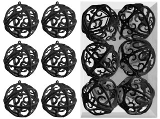 BOMBKI CHOINKOWE KL-21X25 BLACK 6szt