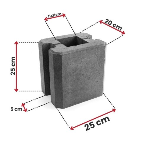 Pustak betonowy - Przelotowy 25 cm