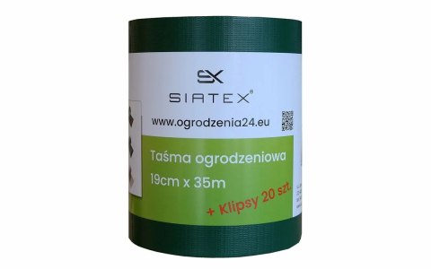 Taśma ogrodzeniowa 19 cm / 35 m - antracyt , szara , zielona + 20 klipsów