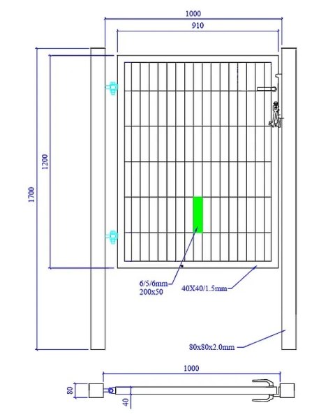 Furtka SX 656 - 1,00 x 1,20 m - antracyt , zielona