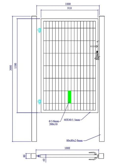 Furtka SX 656 - 1,00 x 1,50 m - antracyt , czarna , zielona